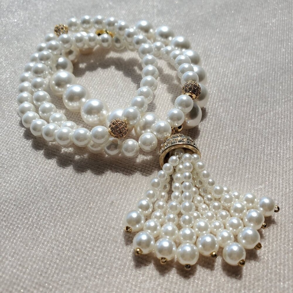 3 Pearl Tassel Bracelets Set